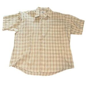 Vintage River Trader Checkered Short Sleeve Button Down Shirt Xxl Beige Cotton B